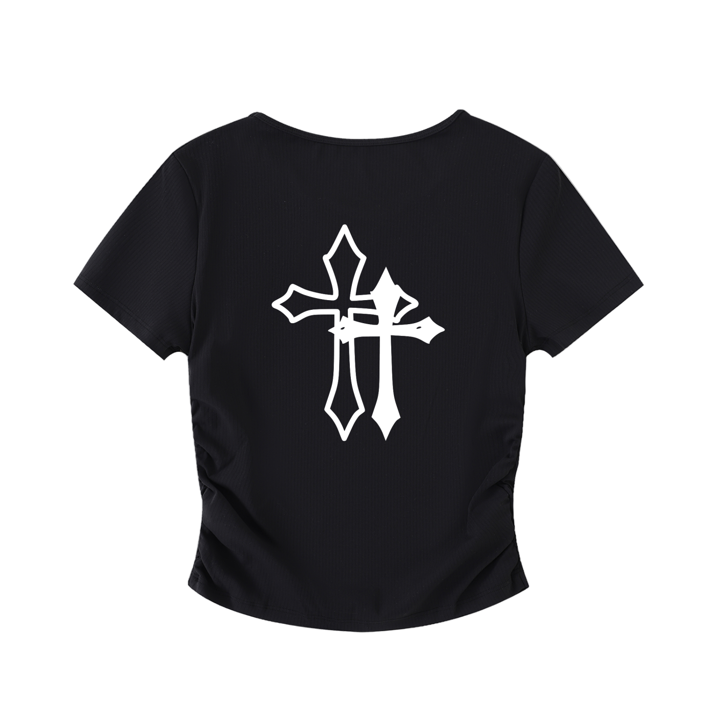 Double Cross Ruched Bodycon Crop Top