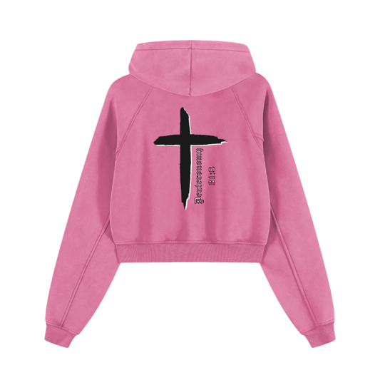 Deuteronomy 31:8 | Snow Washed Cropped Hoodie