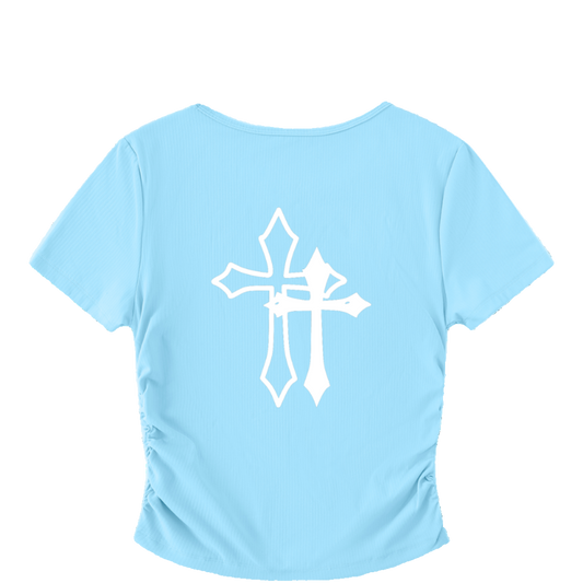 Double Cross Ruched Bodycon Crop Top