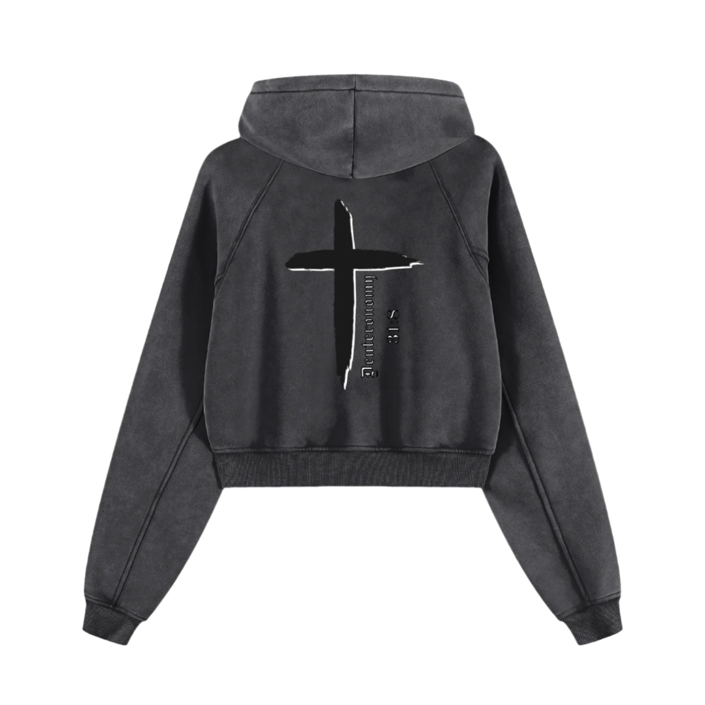 Deuteronomy 31:8 | Snow Washed Cropped Hoodie